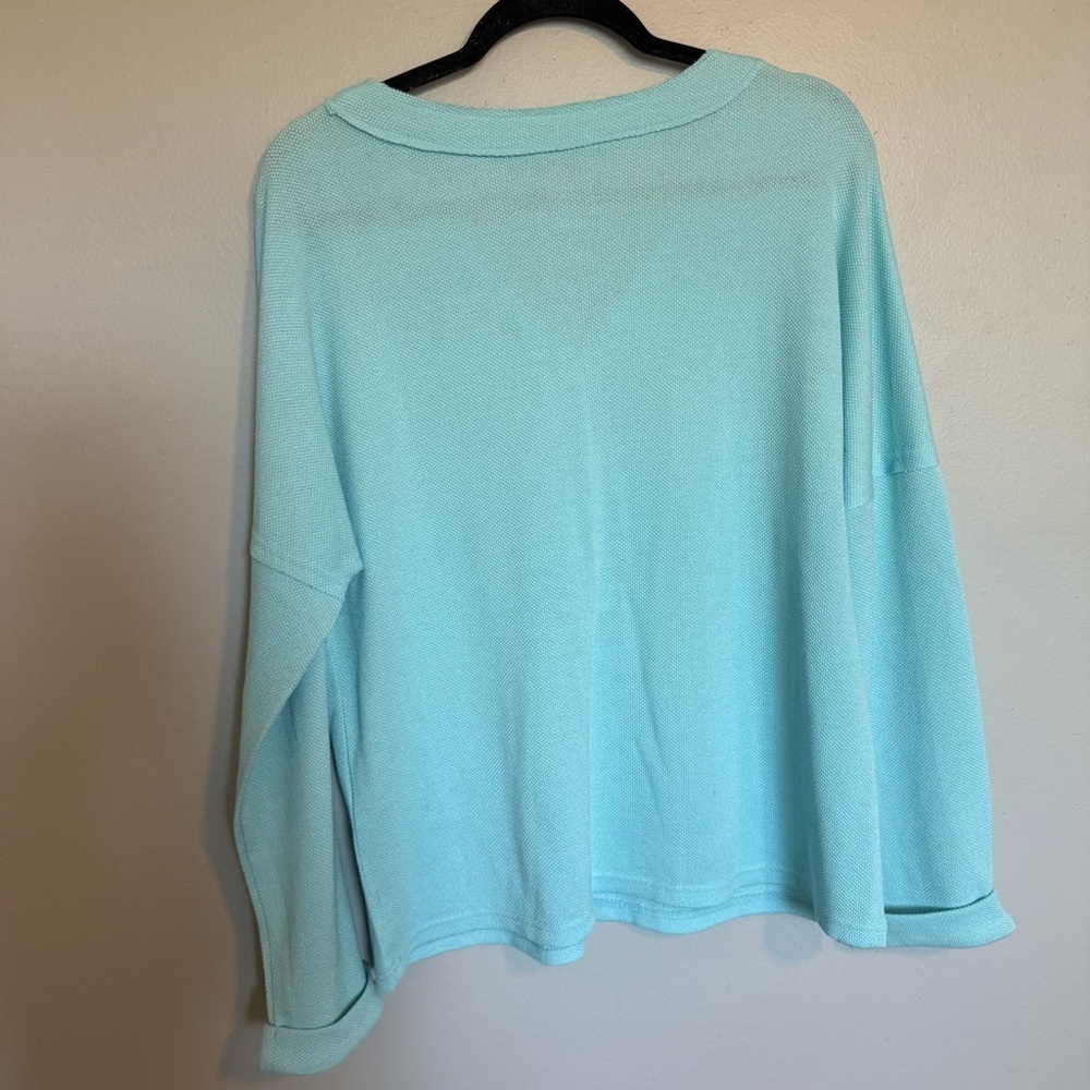 Bdcoco Women's V Neck Button Down Henley Casual Long Sleeve Knitted Crop Shirts - Picture 11 of 12